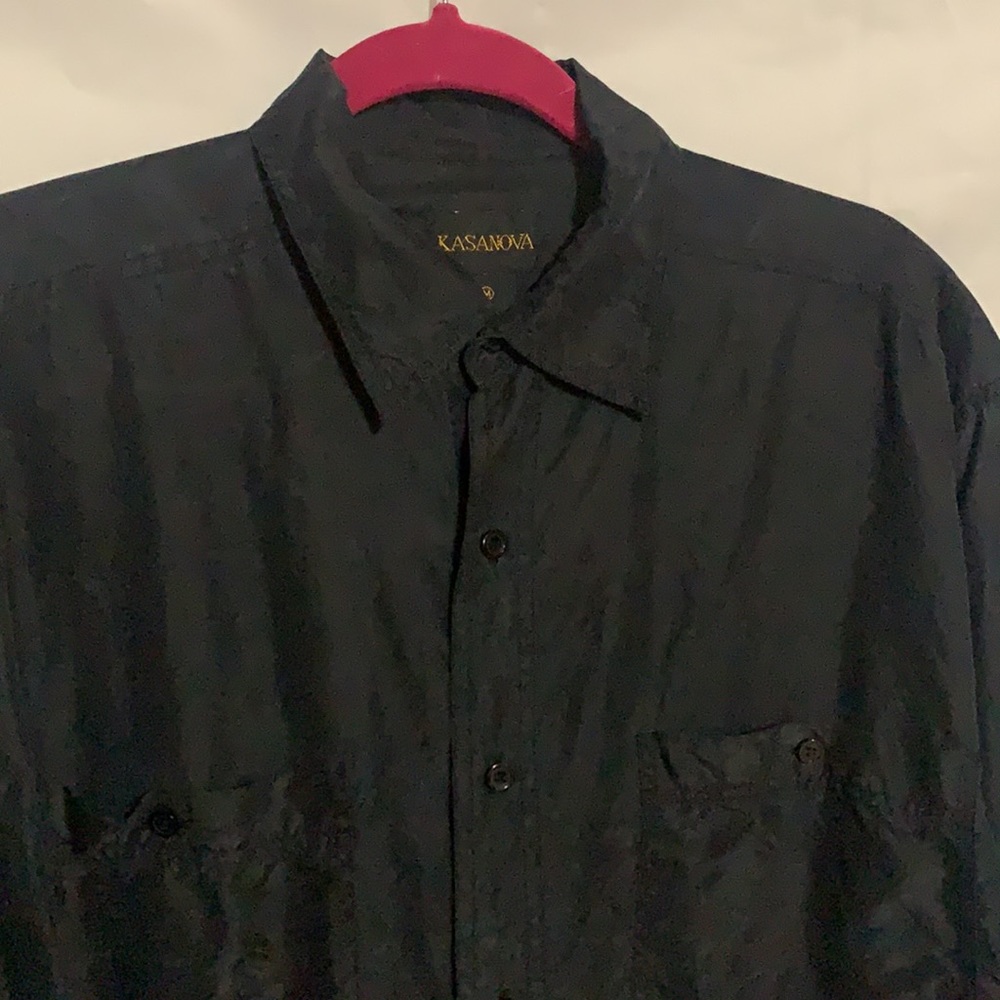 KASANOVA 100% Silk LS Black Button Down Shirt, Size M MAKE AN OFFER!!!